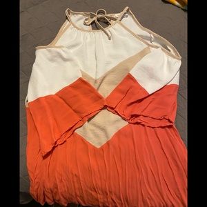 Coral Cold Shoulder Gauze Top